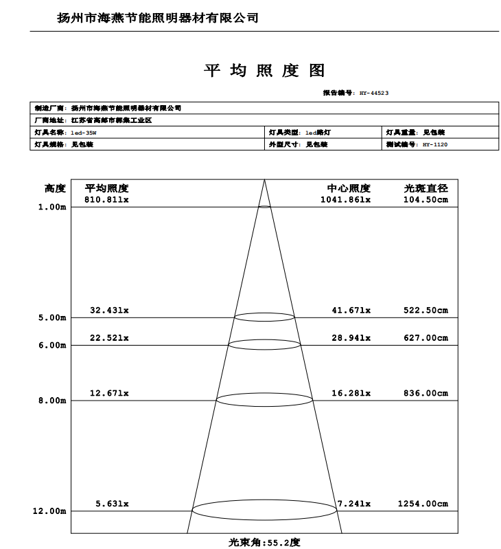 路灯灯具检测报告